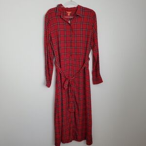 Red Plaid LS Dress Size Large